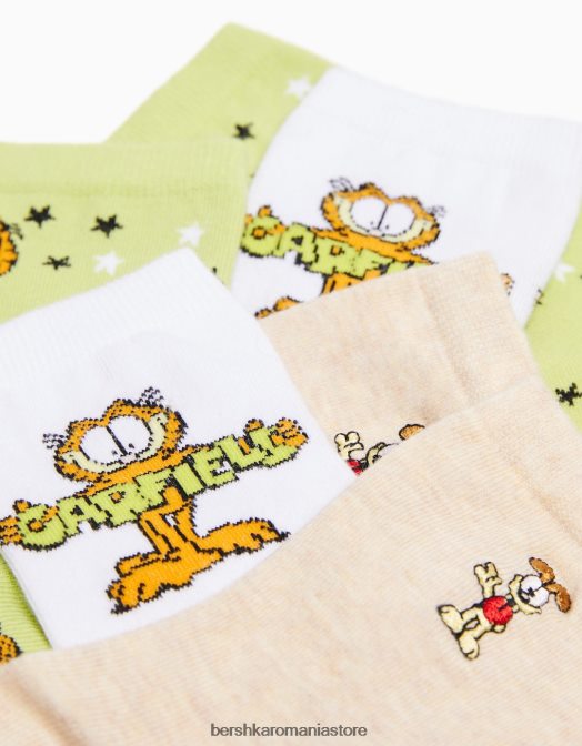 Bershka femei garfield pachet de 3 șosete brodate verde Z86D2074 accesorii