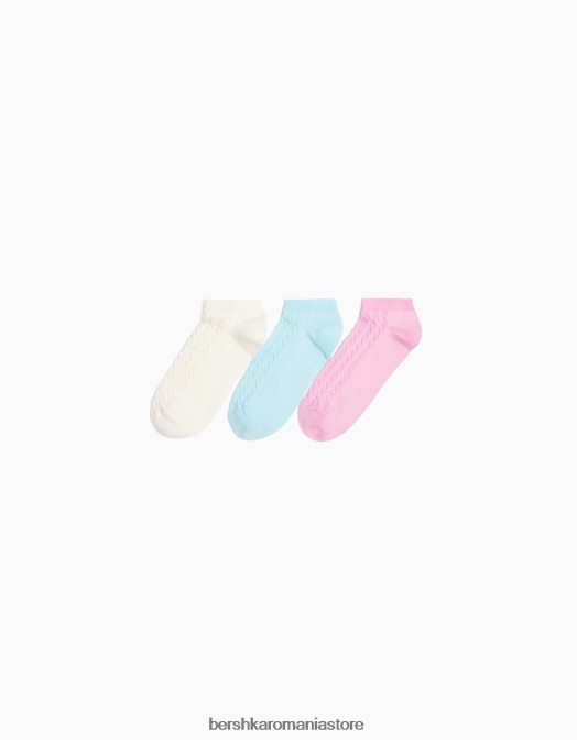 Bershka femei pachet de 3 șosete texturate albastru deschis Z86D2591 accesorii