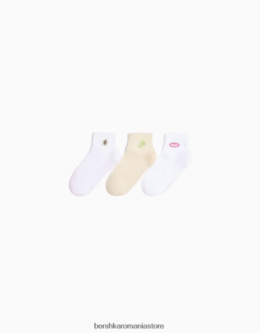 Bershka femei pachet de 3 perechi de șosete brodate bej Z86D2600 accesorii