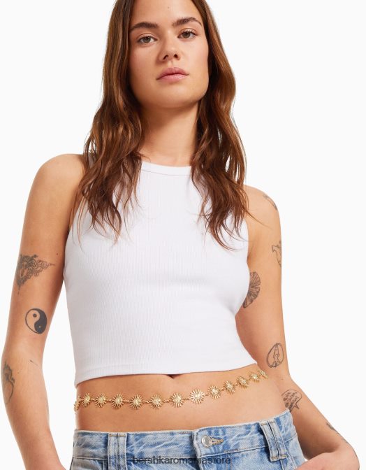 Bershka femei centura cu garnitura de lant aur Z86D2554 accesorii