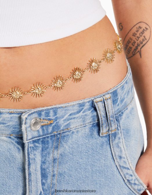 Bershka femei centura cu garnitura de lant aur Z86D2554 accesorii