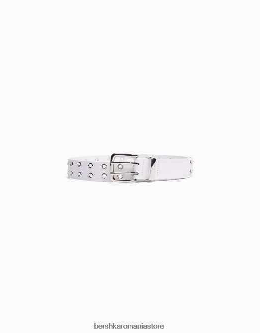 Bershka femei centura din imitatie de piele cu ochiuri alb Z86D2547 accesorii