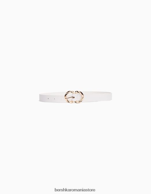 Bershka femei centura subtire cu catarama dubla alb Z86D2552 accesorii