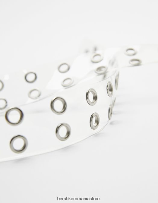 Bershka femei centura transparenta cu ochi dubli cremă Z86D2548 accesorii