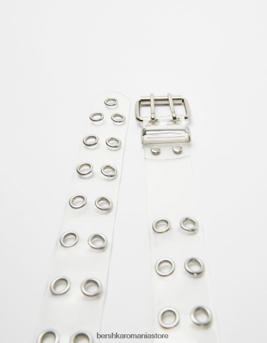 Bershka femei centura transparenta cu ochi dubli cremă Z86D2548 accesorii
