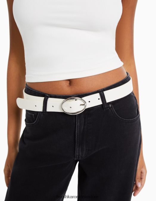 Bershka femei curea din piele artificială simplă alb Z86D2537 accesorii