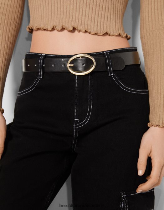 Bershka femei curea din piele artificială simplă negru Z86D2536 accesorii