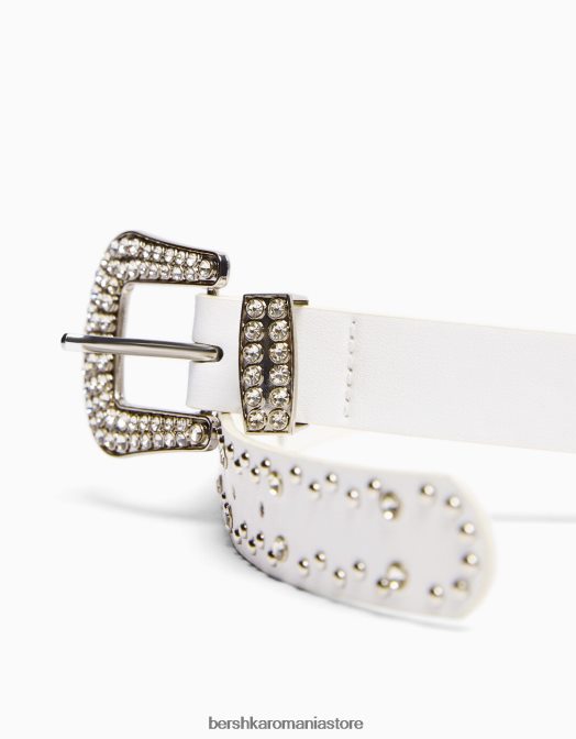 Bershka femei curea împânzită cu strasuri alb Z86D2540 accesorii
