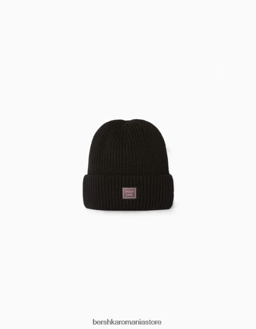 Bershka femei bonetă scurtă cu plasture negru Z86D2558 accesorii