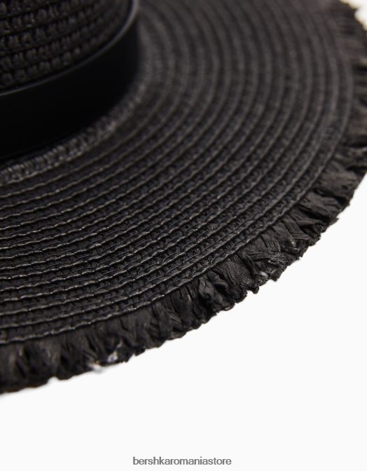 Bershka femei pălărie cu detaliu din piele artificială negru Z86D1859 accesorii