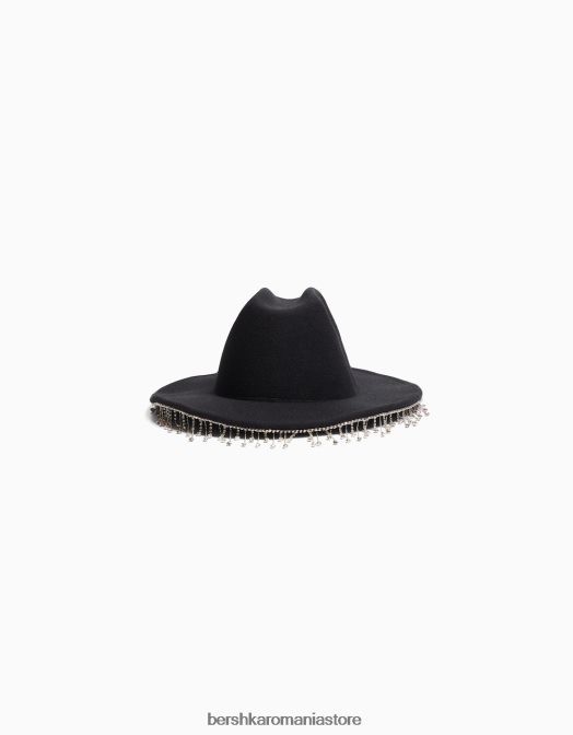 Bershka femei pălărie de cowboy cu strasuri negru Z86D1909 accesorii