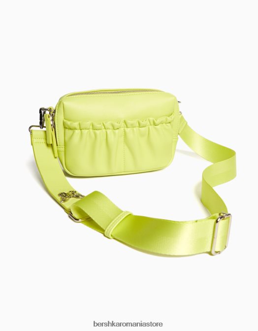 Bershka femei Geantă crossbody din piele artificială cu detaliu fluture lămâie verde Z86D2407 accesorii