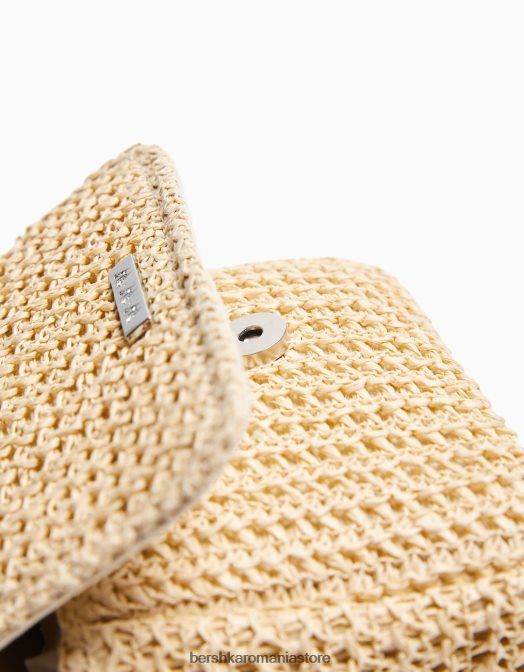Bershka femei Geanta din amestec de rafie cu bareta nisip Z86D2374 accesorii