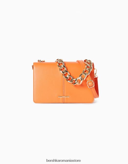 Bershka femei clutch acordeon cu lant portocale Z86D2404 accesorii