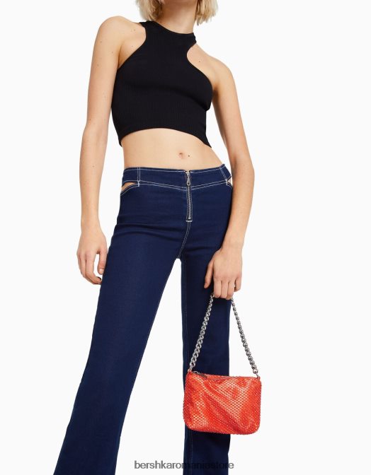 Bershka femei geantă cu lanț din plasă portocale Z86D2386 accesorii