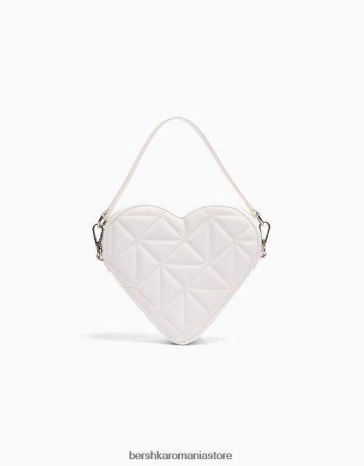 Bershka femei geantă de inimă matlasată, cu curea reglabilă alb Z86D2350 accesorii