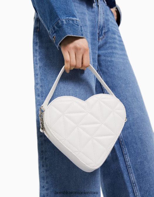 Bershka femei geantă de inimă matlasată, cu curea reglabilă alb Z86D2350 accesorii