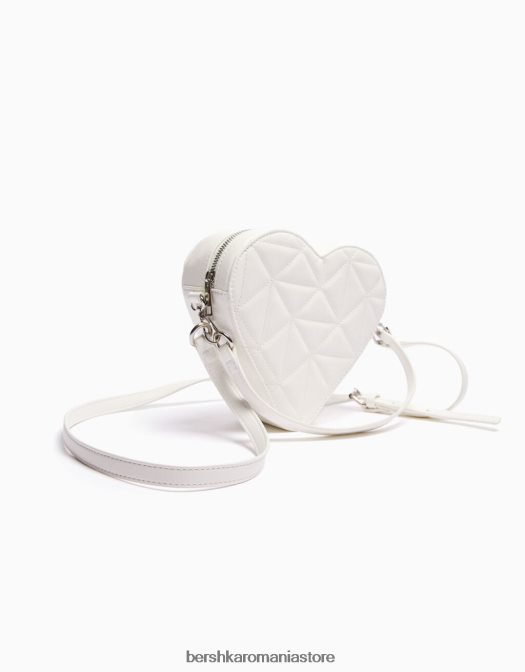 Bershka femei geantă de inimă matlasată, cu curea reglabilă alb Z86D2350 accesorii
