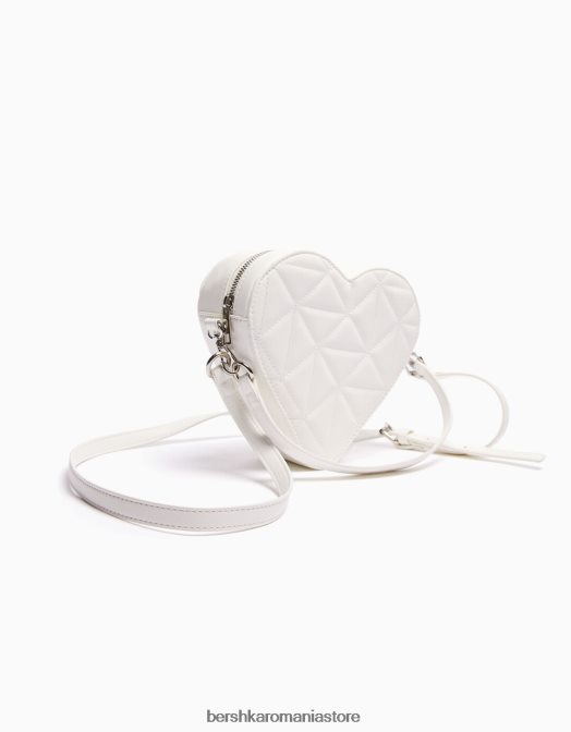 Bershka femei geantă de inimă matlasată, cu curea reglabilă alb Z86D2414 accesorii