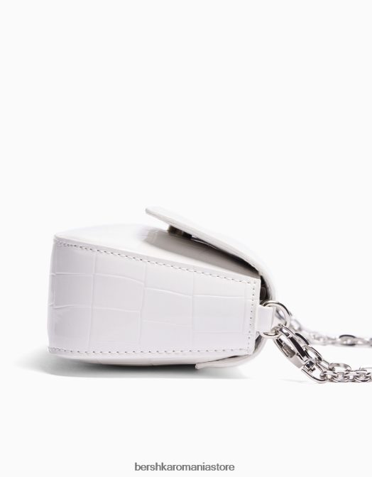 Bershka femei geantă de mână cu lanț de brevet fals alb Z86D2385 accesorii