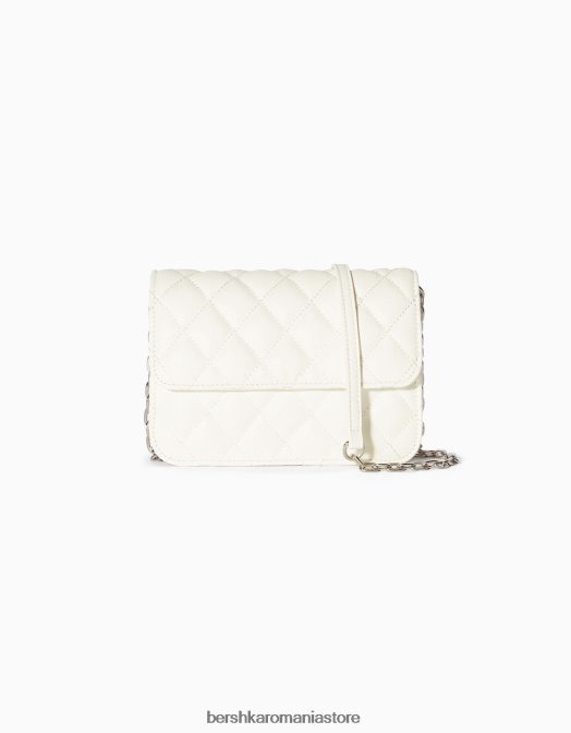 Bershka femei geantă de mână matlasată cu mâner cu lanț alb Z86D2362 accesorii