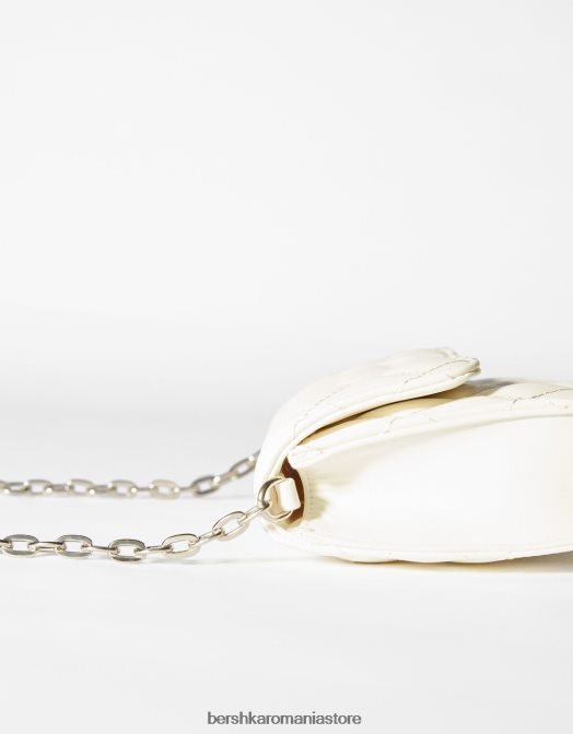 Bershka femei geantă de mână matlasată cu mâner cu lanț alb Z86D2362 accesorii