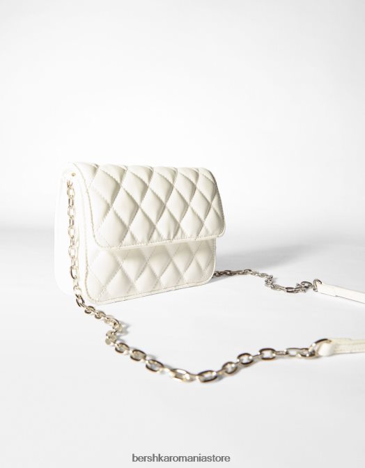 Bershka femei geantă de mână matlasată cu mâner cu lanț alb Z86D2362 accesorii
