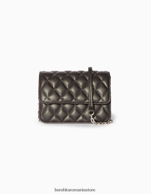 Bershka femei geantă de mână matlasată cu mâner cu lanț negru Z86D2363 accesorii