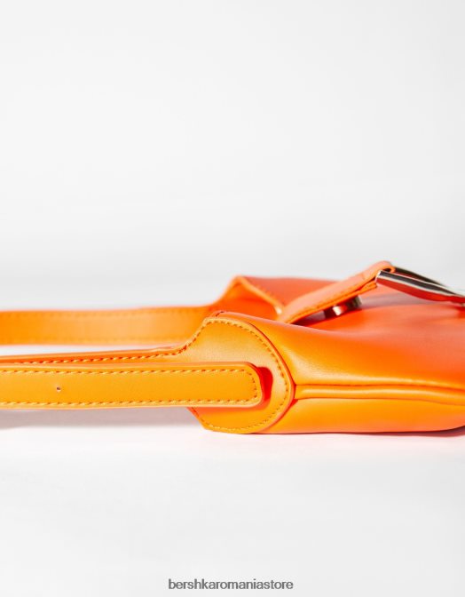 Bershka femei geantă de umăr cu cataramă cu efect argintiu portocale Z86D2372 accesorii