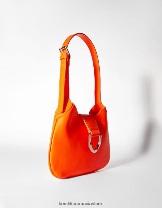 Bershka femei geantă de umăr cu cataramă cu efect argintiu portocale Z86D2372 accesorii