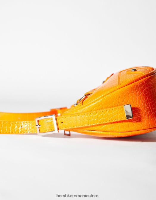 Bershka femei geantă din imitație de piele cu împânzire și curea portocale Z86D2371 accesorii