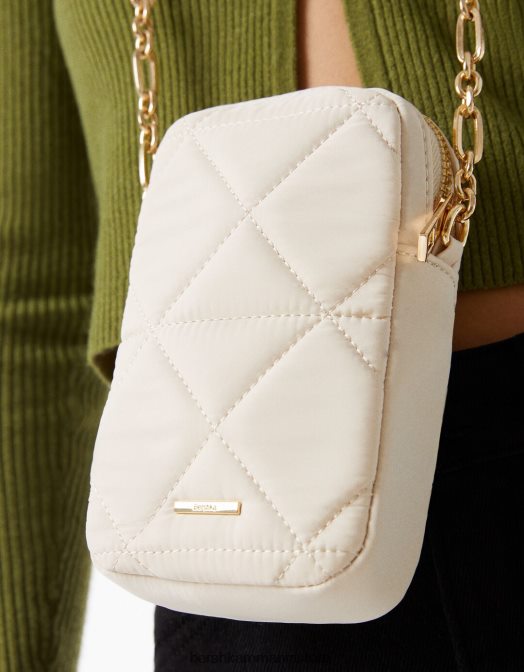 Bershka femei geantă matlasată pentru telefonul mobil cremă Z86D2420 accesorii