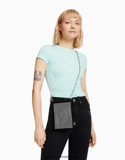 Bershka femei geantă pentru telefon mobil cu lanț negru Z86D1862 accesorii