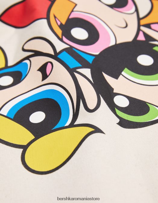 Bershka femei geantă tote cu imprimeu fetele superpucioare cremă Z86D2071 accesorii