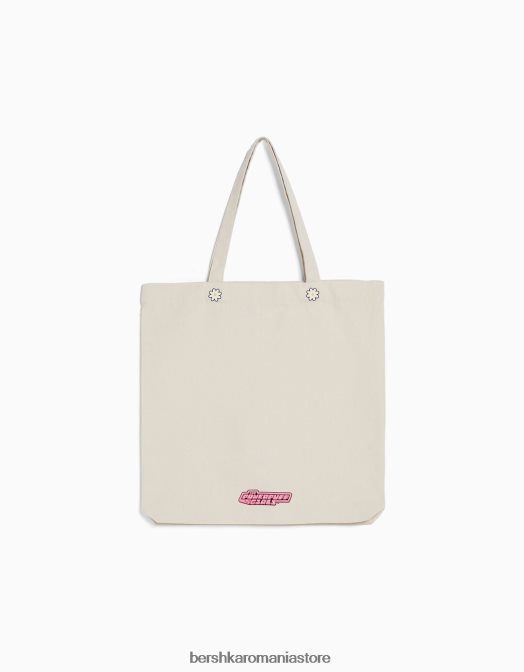 Bershka femei geantă tote cu imprimeu fetele superpucioare cremă Z86D2071 accesorii