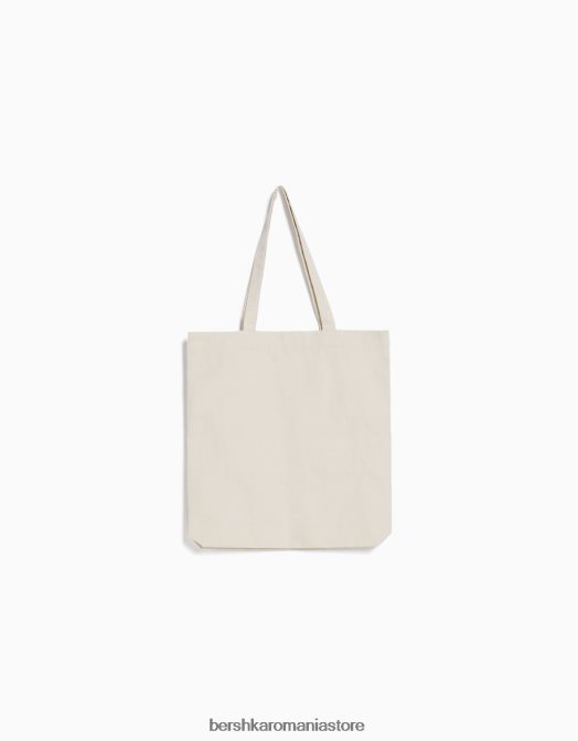 Bershka femei geantă tote din pânză imprimată cremă Z86D2361 accesorii