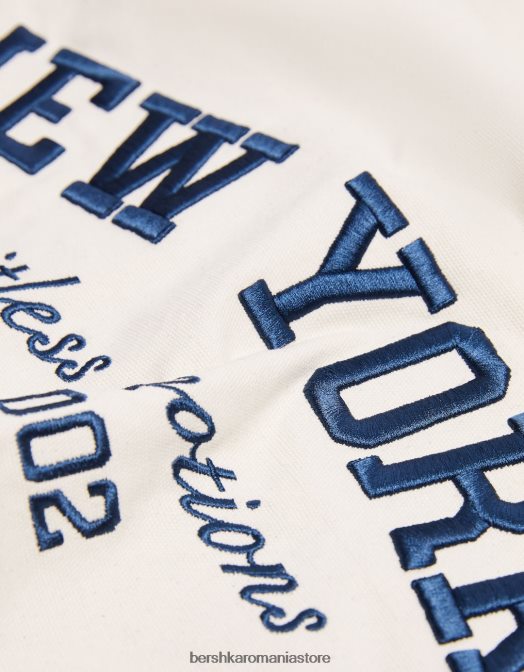 Bershka femei geantă tote din pânză imprimată cremă Z86D2361 accesorii