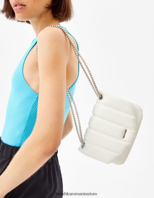 Bershka femei geantă verticală cu lanț matlasată alb Z86D2409 accesorii