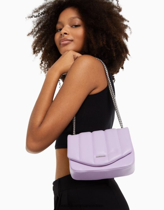 Bershka femei geantă verticală cu lanț matlasată violet Z86D2408 accesorii