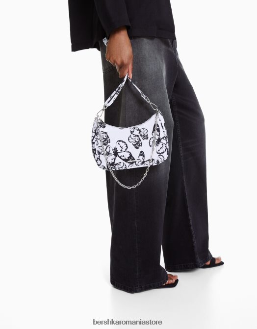 Bershka femei geanta crossbody imprimata alb Z86D2356 accesorii