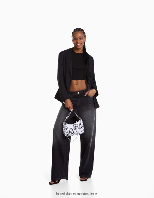 Bershka femei geanta crossbody imprimata alb Z86D2356 accesorii