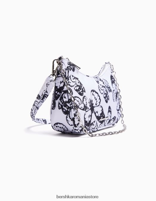Bershka femei geanta crossbody imprimata alb Z86D2356 accesorii