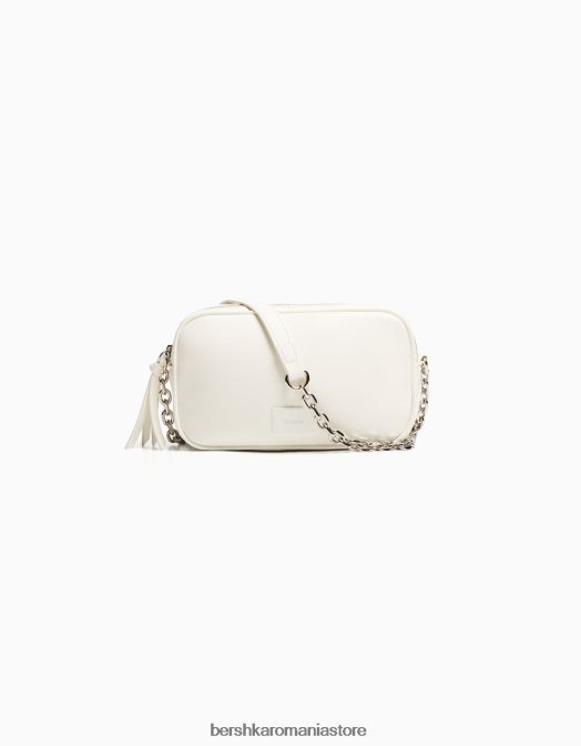 Bershka femei geanta cu bareta si fermoar dublu alb Z86D2339 accesorii