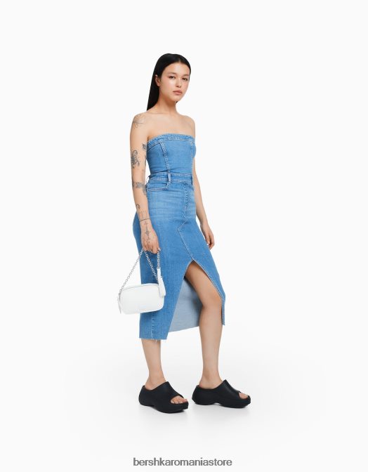 Bershka femei geanta cu bareta si fermoar dublu alb Z86D2339 accesorii