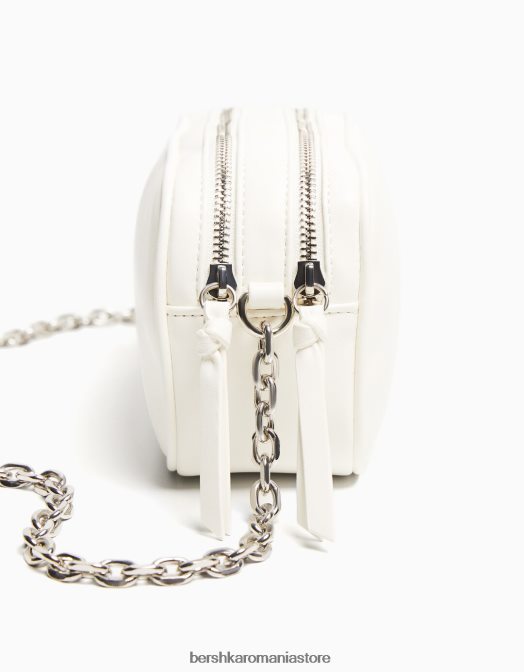 Bershka femei geanta cu bareta si fermoar dublu alb Z86D2339 accesorii