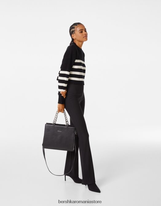 Bershka femei geanta cu lant gros negru Z86D2365 accesorii