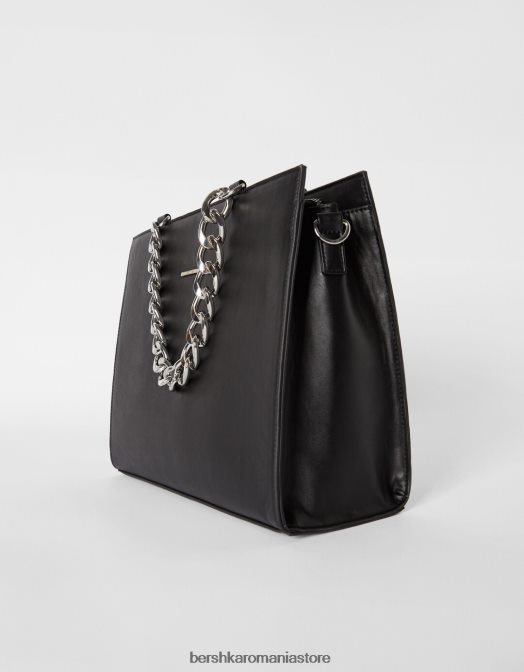 Bershka femei geanta cu lant gros negru Z86D2365 accesorii