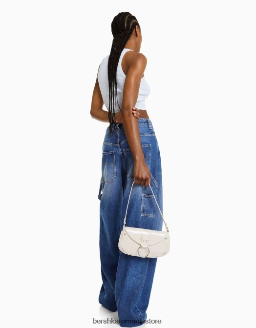 Bershka femei geanta cu maner si clapa inel cremă Z86D2413 accesorii