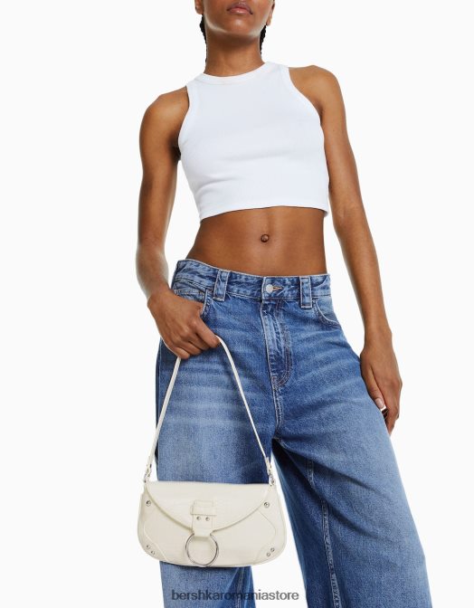 Bershka femei geanta cu maner si clapa inel cremă Z86D2413 accesorii