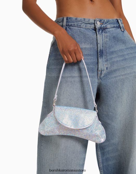 Bershka femei geanta cu strass cu maner argint Z86D1824 accesorii